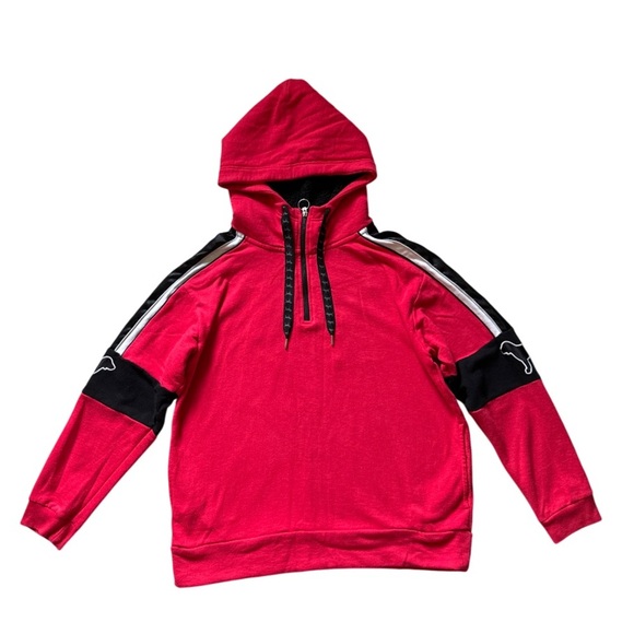 Victoria Secret Campus Sherpa Hood Dog Hoodie Pullover Color Red Half Zip L - Picture 1 of 10